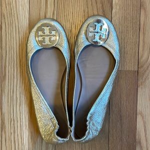 Tory Burch Metallic Gold Miller Travel Flats